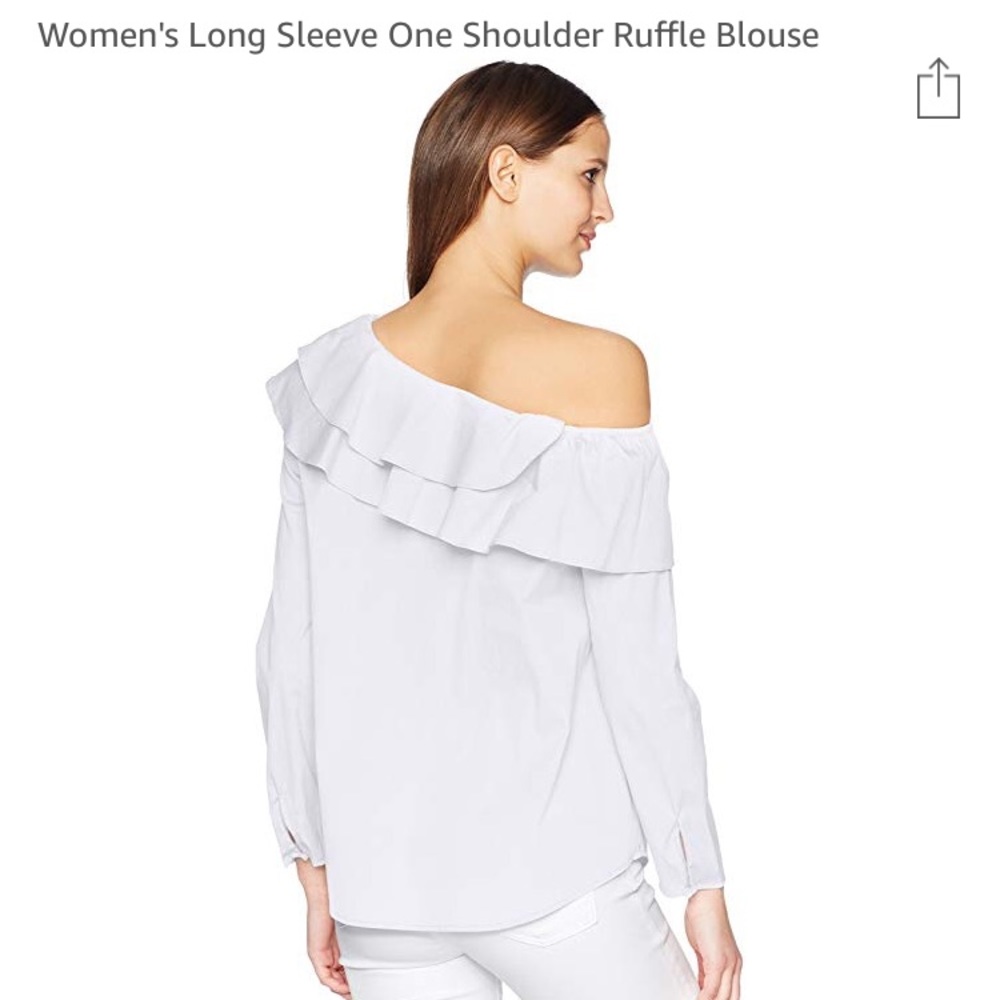 Off one shoulder ruffle white shirt Calvin Klein
